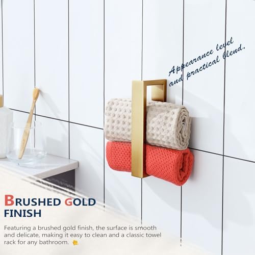 KOKOSIRI Towel Rings Brushed Gold Hand Towel Bars 9-Inch Kitchen Towel Rack - Image 6