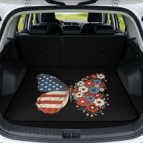 Patriotic Butterfly Print Work Trunk Mat Heavy Duty Foldable Cargo Liner by Mintulipy