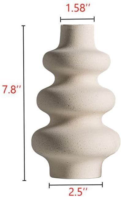 Ceramic Vase, Boho Home Decor Vase, Off White, M | Dried Pampass Vase, - Image 3