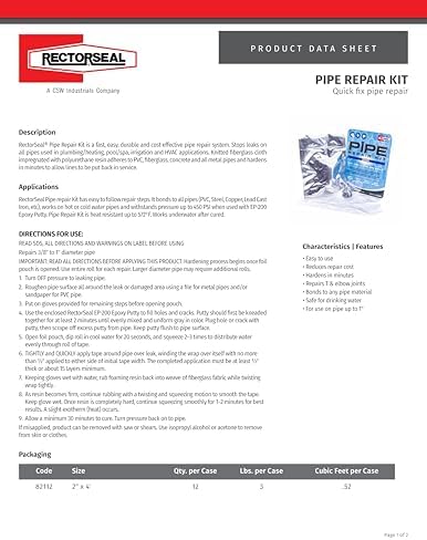RectorSeal Pipe Repair 82112 Pipe Repair Kit, Easy Application, Repairs 1" and - Image 4