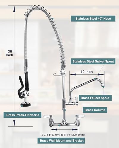 ALEASHA 36" Commercial Sink Faucet Wall Mount - Image 2