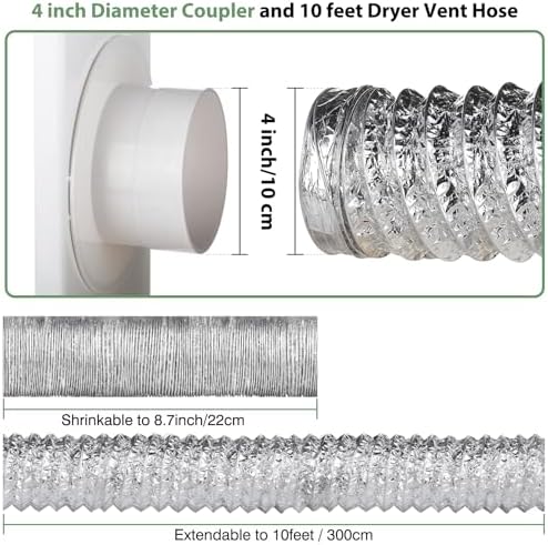 Window Dryer Vent Kit with 4 Inch 10 feet Dryer Vent Hose, Universal Dryer Vent - Image 2