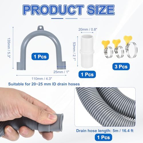 PATIKIL Washing Machine Drain Hose 5m/16.4FT - Image 2
