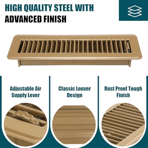 VOISEN Floor Register 2x12, 4 Pack Brown Floor Vent Covers - Image 5