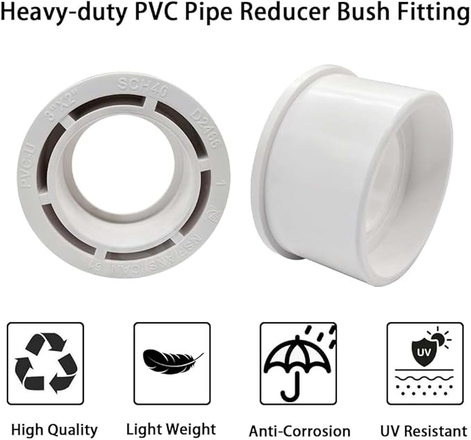 YSIL 6Pack 2" X 1-1/2" PVC Reducer Bushing Fitting | PVC Pipe Reducer Bush - Image 4