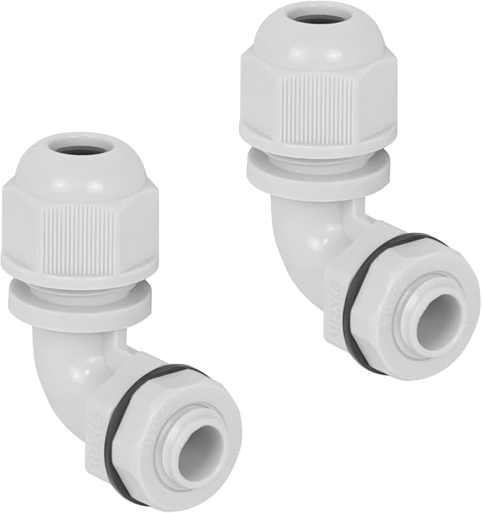 M12 Cable Gland, 90 Degree Adjustable 4-8mm Strain Relief, Cord Connectors by LeMotech