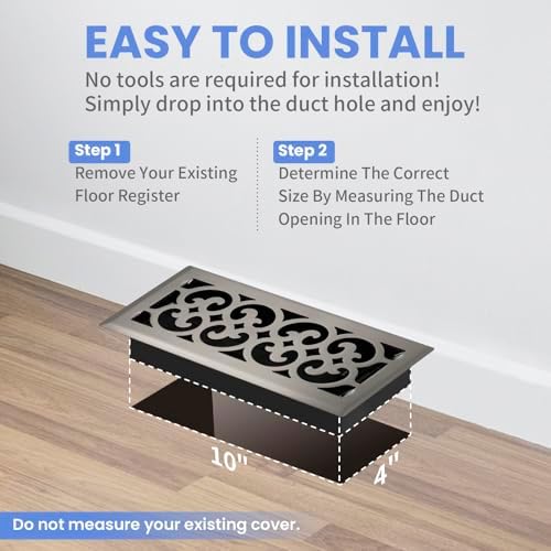 Howeall 4x10 Inches 2 Pack Heavy Duty Walkable Floor Register Easy Adjust Air - Image 6