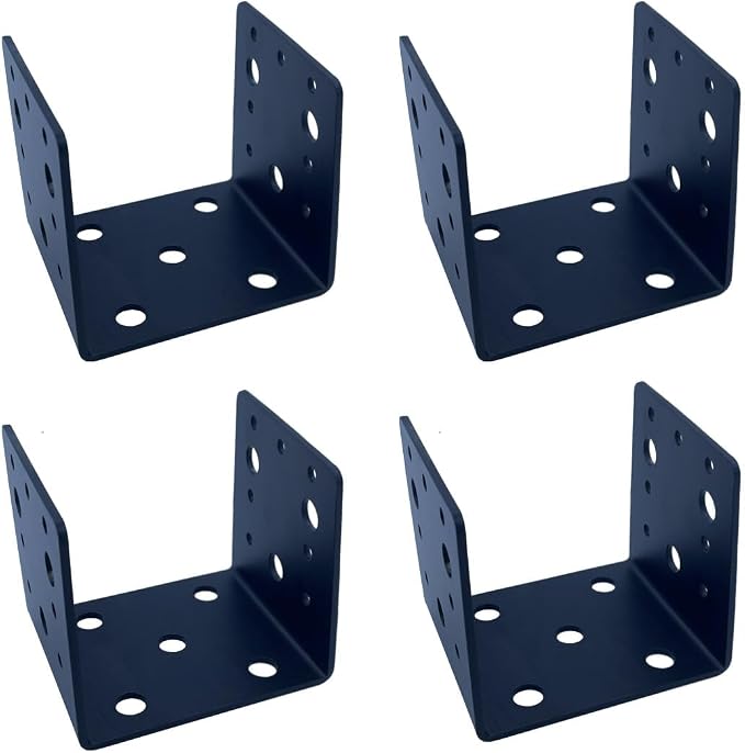 4 PCS Heavy Duty Steel Half Post Base Fit 4x4 Post Anchor Connector, Mounting - Image 6