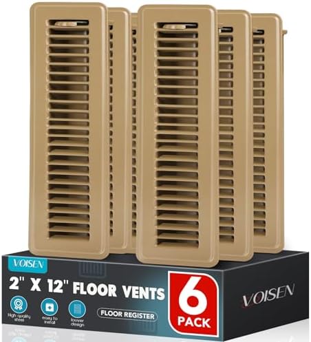 VOISEN Floor Register 2x12, 6 Pack Brown Floor Vent Covers by VOISEN