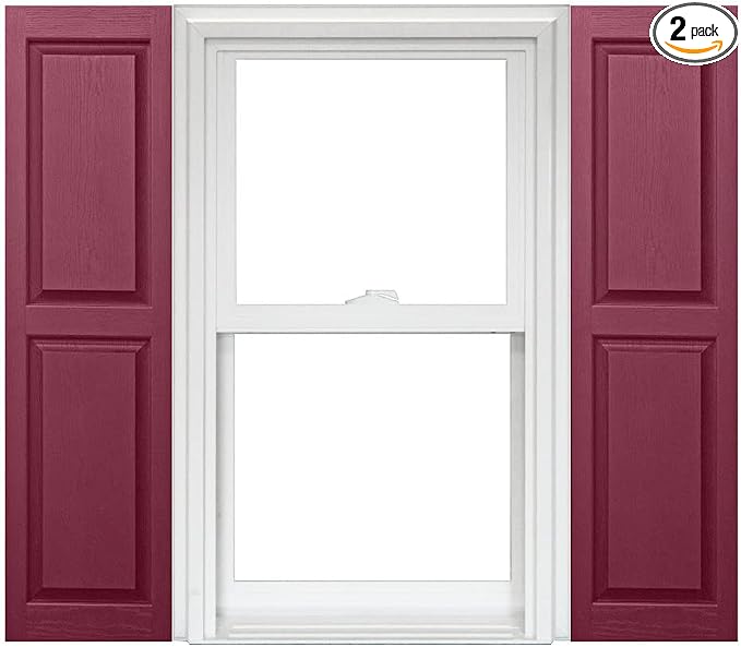Homeside Raised Panel Vinyl Shutter 1 Pair 14-1/2in. x 31in. 330 Berry by Polaris