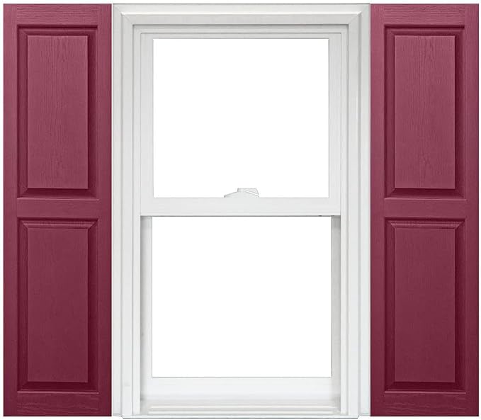 Homeside Raised Panel Vinyl Shutter 1 Pair 14-1/2in. x 51in. 330 Berry by Polaris