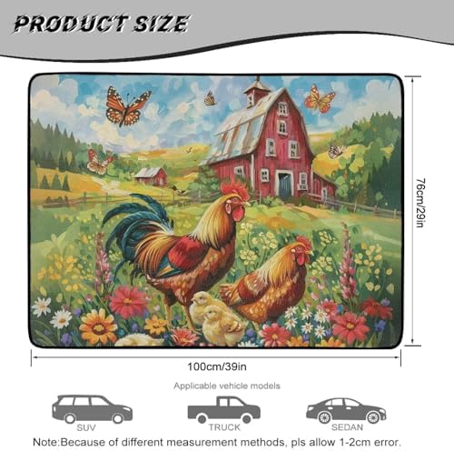 Red Barn Rooster Heavy Duty Cargo Mat Racing Trunk Mat Universal Waterproof - Image 7