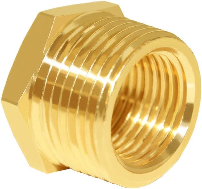 Hooshing 2PCS Brass Reducer Hex Bushing 1" NPT Male x 3/4" NPT Female | Heavy - Image 3