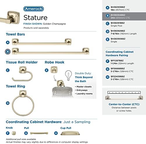 Amerock Stature 24" Golden Champagne Towel Bar - Image 4