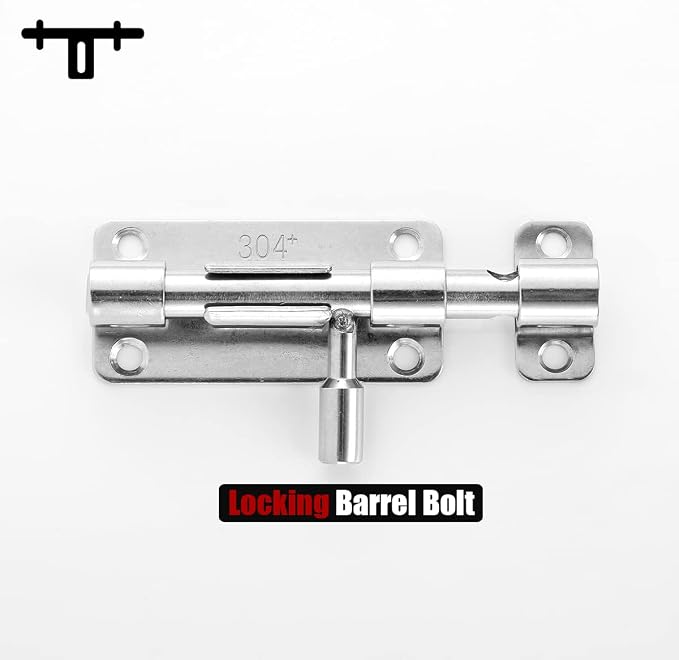 JQK Door Security Slide Latch Lock Barrel Bolt, 304 Stainless Steel Sliding - Image 3