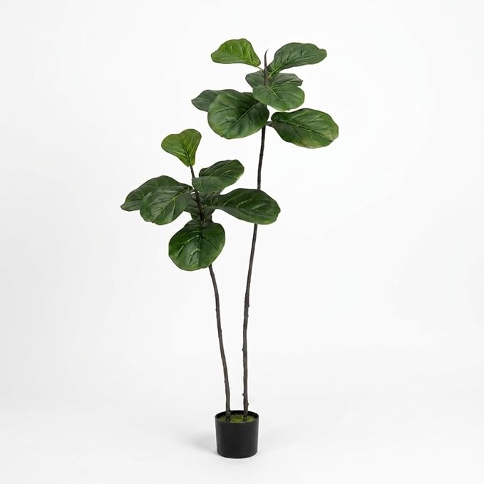 Artificial Fiddle Leaf Fig Tree 4FT Faux Large Tree | Fake Plants Tall Fake Tree by LuceAlberi