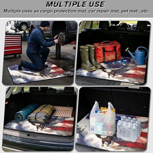 ELEQIN Car Trunk Mat, All Weather Cargo Liner Trunk Protection, American Flag - Image 3