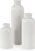 Small White Ceramic Vase Set of 3, Boho Modern White Flower Vase Room Decor by GUKJOB
