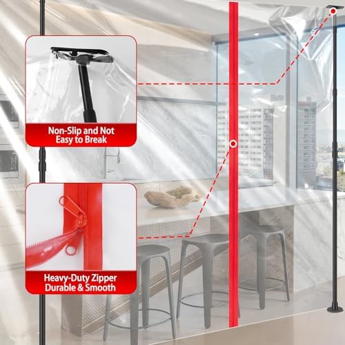 10FT Dust Barrier Poles 2 Pack, Spring Loaded Dust Barrier Poles - Image 5