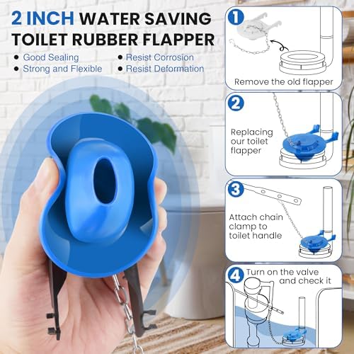 Saillong Universal Toilet Flusher Replacement Kit, Fill Valve, 2-Inch Flapper - Image 6