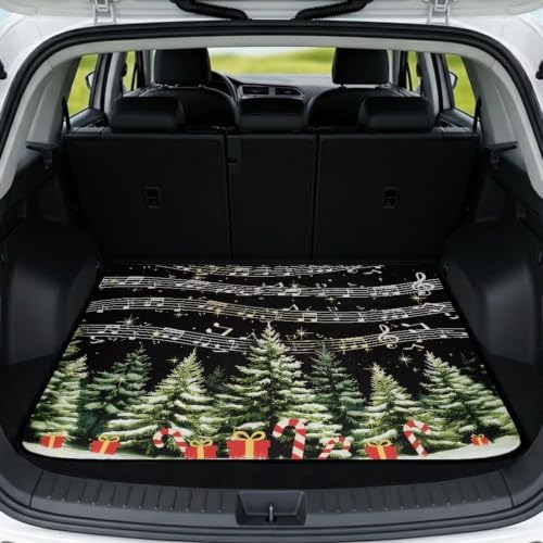 Black Holiday Music Print Work Trunk Mat Heavy Duty Foldable Cargo Liner by Unknown
