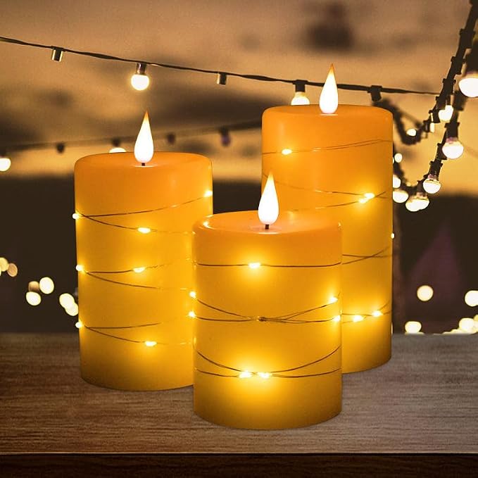 LEDHOLYT Rechargeable Flameless Candles, Embedded Star String Flickering Real - Image 5