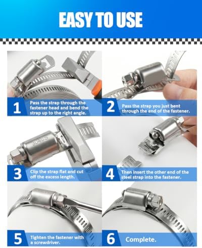 32.81FT Hose Clamp Band Kit, 304 Stainless Steel Worm Gear - Image 3