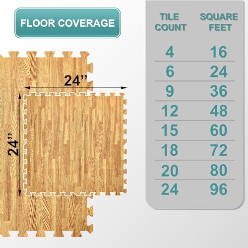 Sorbus Wood Grain Floor Tiles Foam Mat EVA Interlocking Mats Tile 3/8-Inch - Image 2