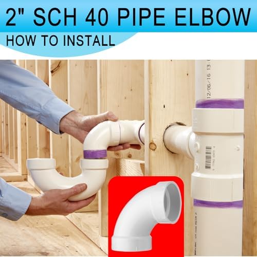Asterbacks 2 inch PVC 90 Degree Elbow Schedule 40 White Pipe Fittings - Image 2