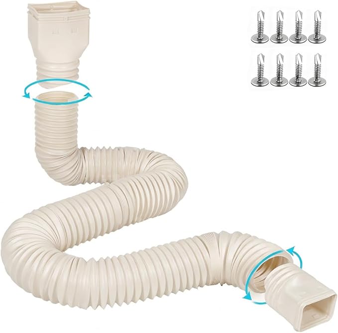plusgutter 16.5ft Long Gutter Downspout Extensions Flexible, Down Spout Drain by plusgutter