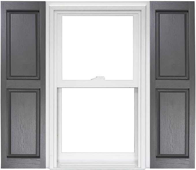 Homeside Raised Panel Vinyl Shutter 1 Pair 14-1/2in. x 81in. 410 Gray by Polaris
