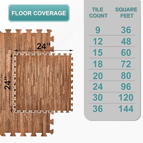 Sorbus Interlocking Wood Grain Foam Floor Tiles - Image 2