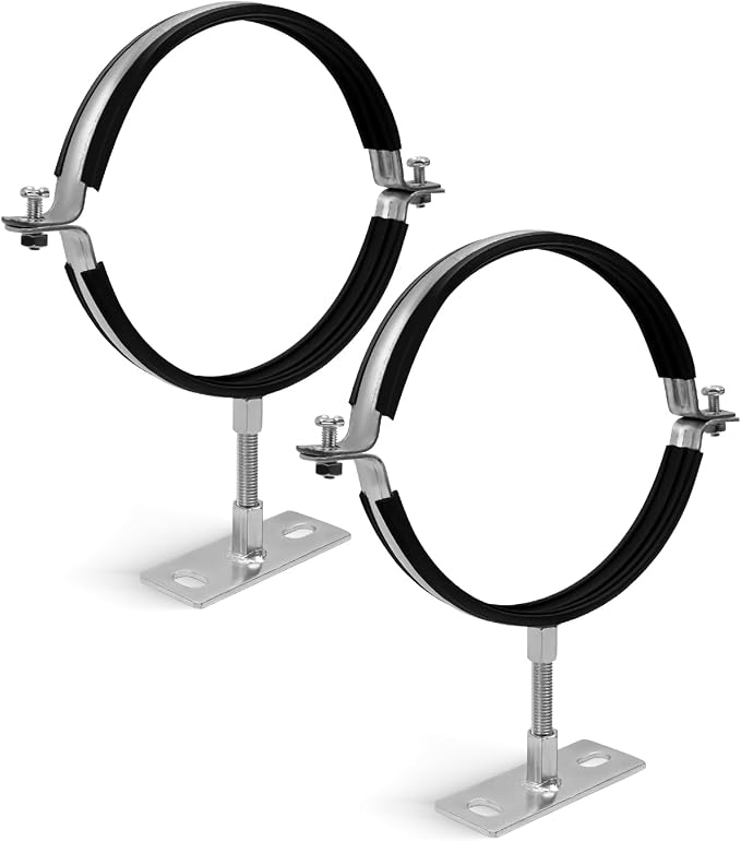 2 Pcs 6 Inch Adjustable Pipe Bracket | Heavy Duty Round Pipe Support Bracket by HZSIFU