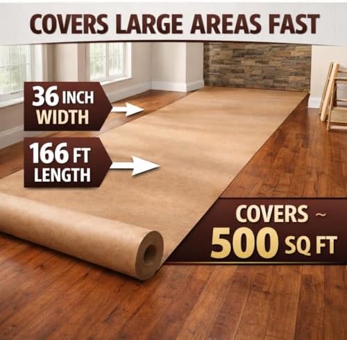 Brown Rosin Floor Protection Paper Roll 36 Inch x 166 Feet Heavy Duty Builder - Image 2