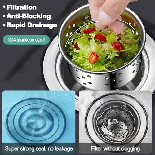 3-1/2 ‘’Kitchen Sink Drain Assembly Kit 304 Stainless Steel Sink Strainer Drain - Image 4