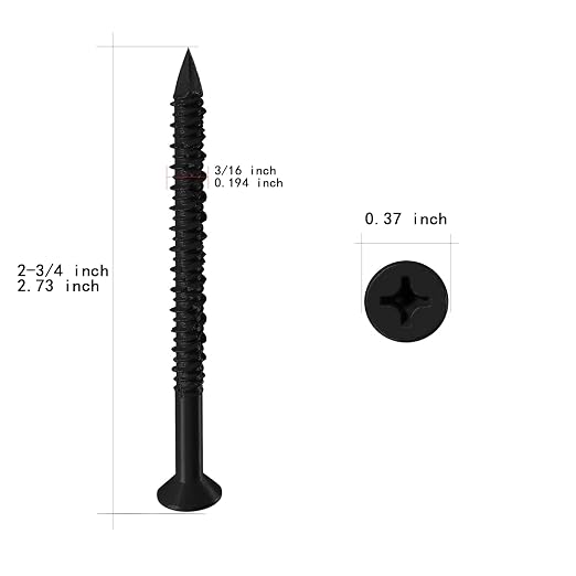 WenSilon 3/16" x2-3/4 Black Concrete Screw Anchor Black Flat Head - Image 2
