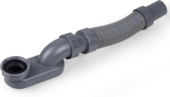 Flexible Freestanding Tub Drain Kit, Low Profile Flat P Trap by Azucyzi