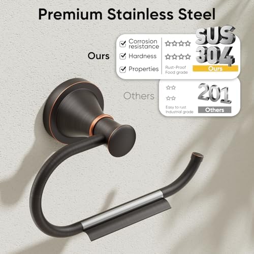 BESy Toilet Paper Holder Wall Mount Bathroom Roll Holder Oil Rubber Bronze - Image 4