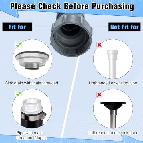 Flexible Sink Drain Pipe 1-1/2 Inch, Adjustable P Trap Kit - Image 3