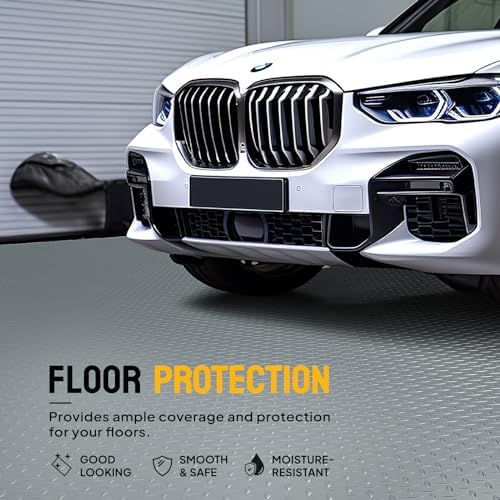 Bonnlo 5x10 FT Garage Floor Mat, Thickened Diamond Plate Garage Floor Covering - Image 3