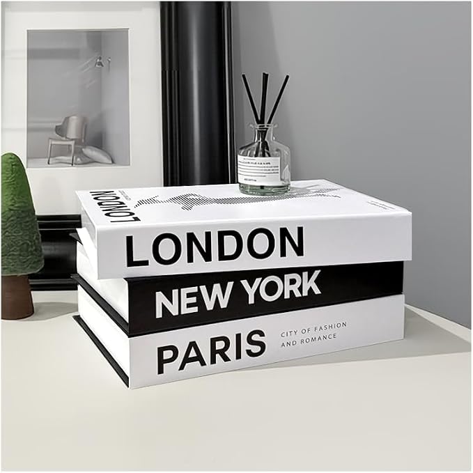 Decorative Books Set of 3, Faux Coffee Table Books by RolenBox