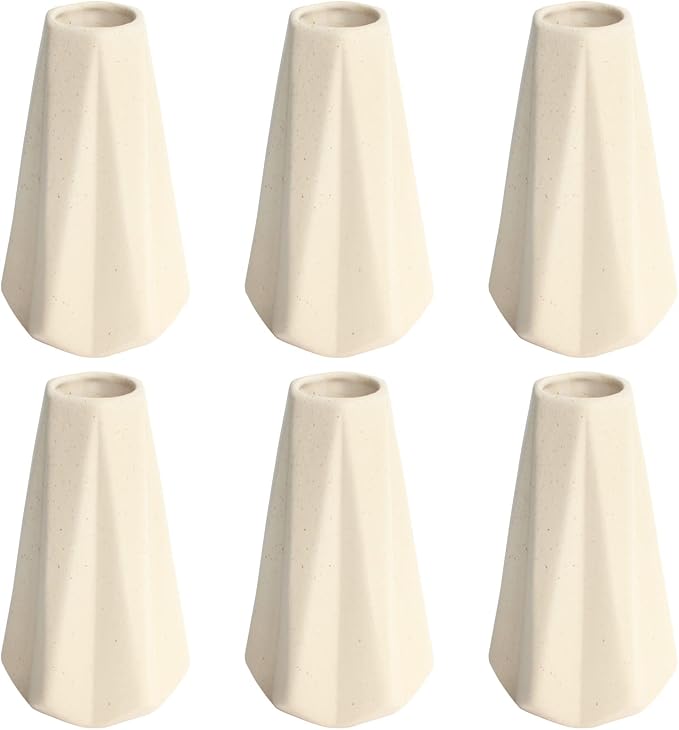 YANLING 6 Pack Light Yellow Ceramic Vases by YANLING