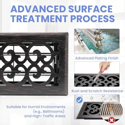 Howeall 4x8 Inches 2 Pack Heavy Duty Walkable Floor Register Easy Adjust Air - Image 3