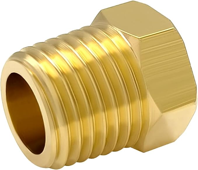 Hooshing 6PCS Brass Pipe Fittings 1/8" NPT Male Outer Hex Head Pipe Plug - Image 6