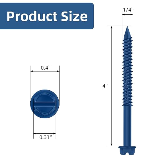 1/4" x 4" Blue Hex Head Concrete Screw Anchor Kit - Image 2