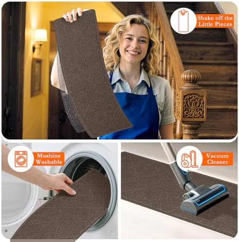 Stair Treads for Wooden Steps 10 PCS Non Slip Stair Rugs Brown - Image 5