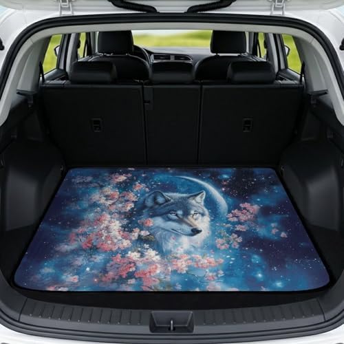 Wolf Cherry Blossom Trunk Mat for Car Snow Gear Trunk Mat Universal Waterproof by Mintulipy