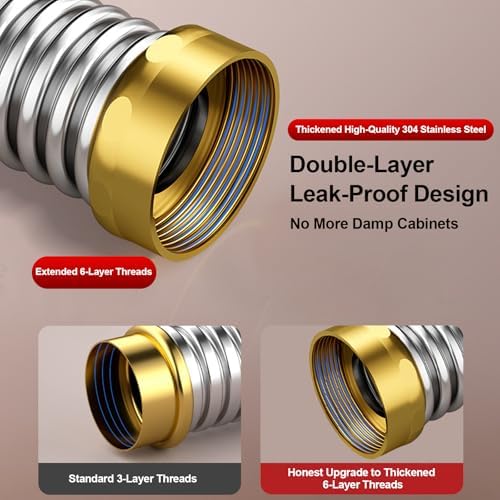 Double Sink Drain Kit, Stainless Steel Corrugated Flexible Drain Hose, - Image 6