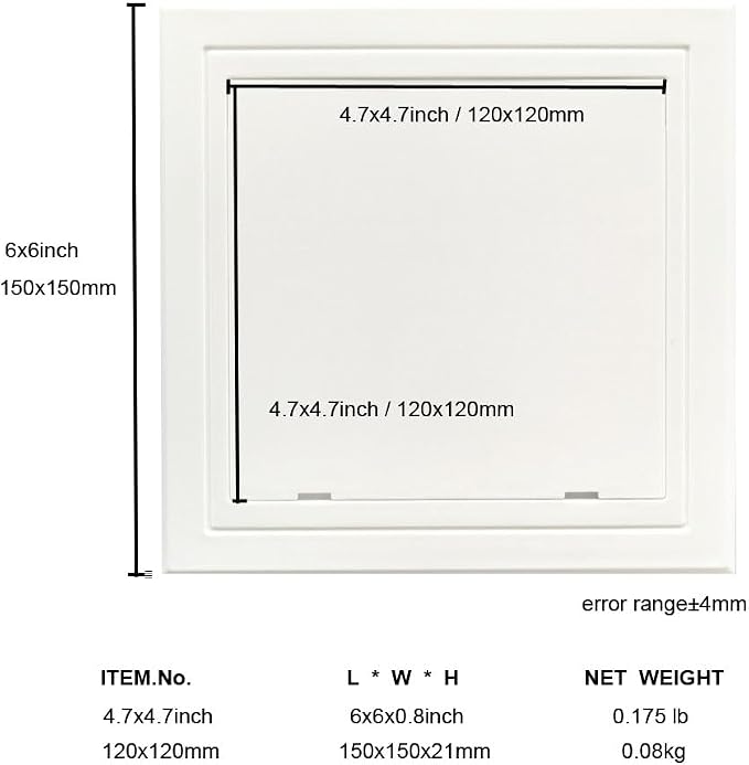 Fengze 4.7 x 4.7 Inch White ABS Plastic Access Panel - Image 5