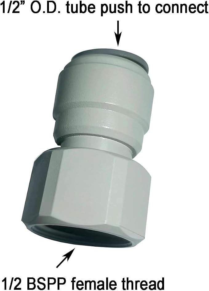 Acetal Copolymer 1/2" Tube OD Tube Fittings, 1/2" Female Adapter, Push to - Image 2